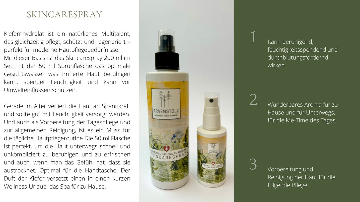 Arvenstolz Skincarespray Set 200 ml + 50 ml